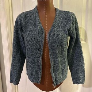 Liz Claiborne Blue Cardigan Sweater Open Front
